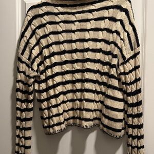 J.Crew Black and Cream Knit Top